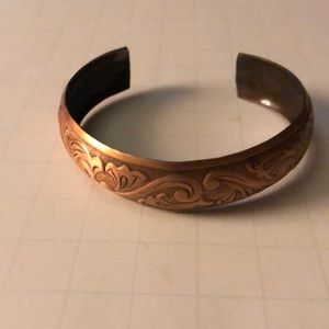 Copper embossed cuff bracelet jewelry 3/4”